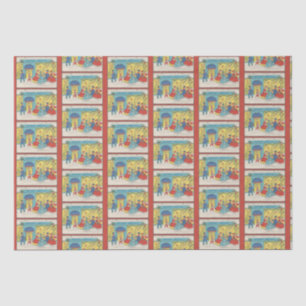 Retro Vintage Christmas Greetings Antique Winter Tissue Paper