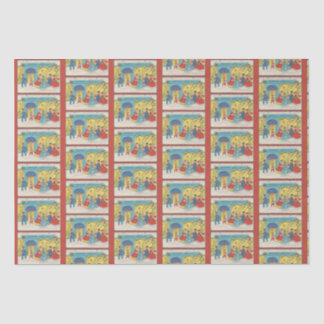 Retro Vintage Christmas Greetings Antique Winter Tissue Paper