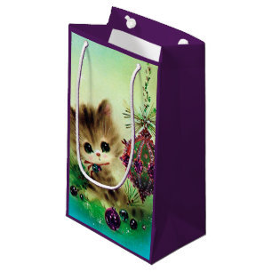 Retro Vintage Christmas Holiday cat bag