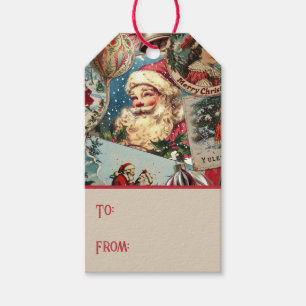 Retro Vintage Christmas: Holiday Cheer Collage Gift Tags