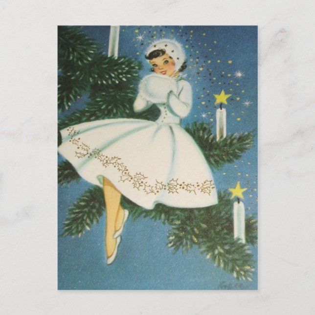 Retro Vintage Christmas Holiday Postcard (Front)