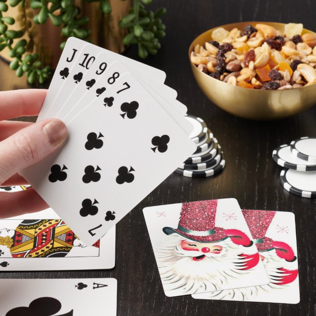 retro vintage Christmas Holiday Santa Playing Cards (In Situ)
