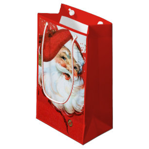 Retro vintage Christmas Holiday Santa Small Gift Bag