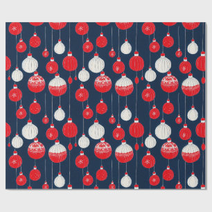 Retro Vintage Christmas Illustration Pattern Wrapping Paper
