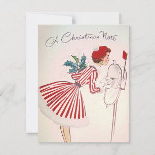 Retro Vintage Christmas Lady ajouter la carte de m