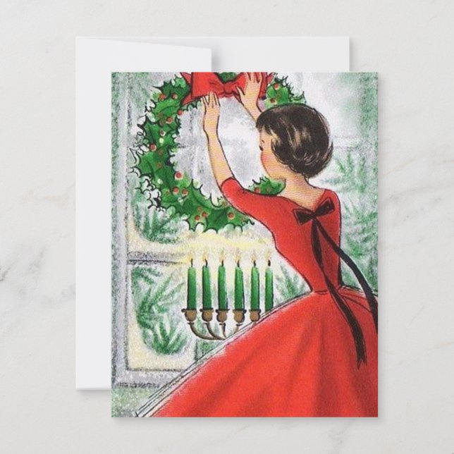 Retro Vintage Christmas lady ajouter une carte de  (Devant)