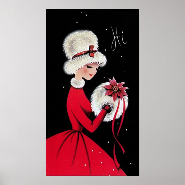 Retro vintage Christmas lady Holiday poster (Front)