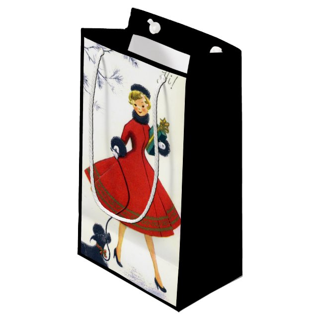 Retro Vintage Christmas lady party bag (Front Angled)