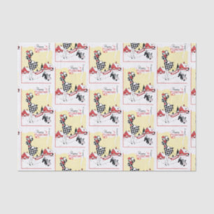 Retro Vintage Christmas lady party tissue Paper