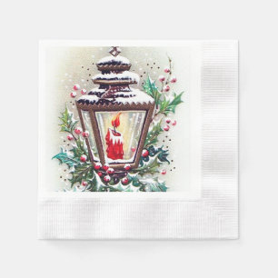 retro vintage Christmas lamp Holiday  Napkin