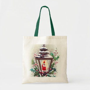 retro vintage Christmas lamp Holiday Tote Bag