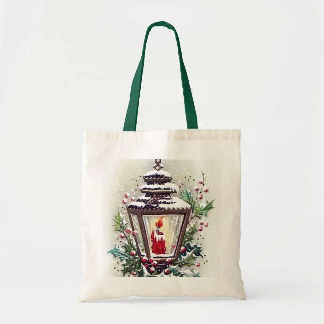retro vintage Christmas lamp Holiday Tote Bag (Front)