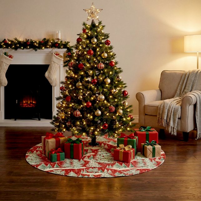 Retro Vintage Christmas Landscape Brushed Polyester Tree Skirt (Creator Uploaded)