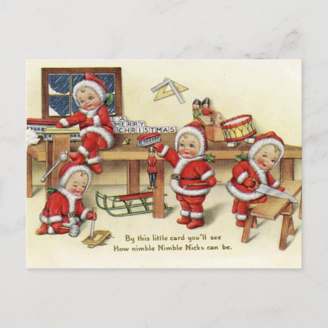 Retro Vintage Christmas NicksHoliday postcard (Front)