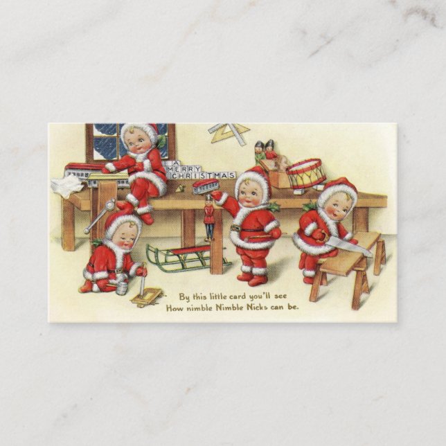 Retro Vintage Christmas Nimbles add message card (Front)