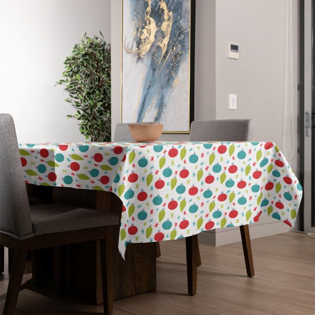 Retro Vintage Christmas Ornaments Patterned Tablecloth (Creator Uploaded)