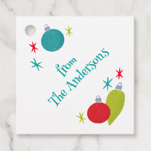 Retro Vintage Christmas Ornaments Personalized Favour Tags