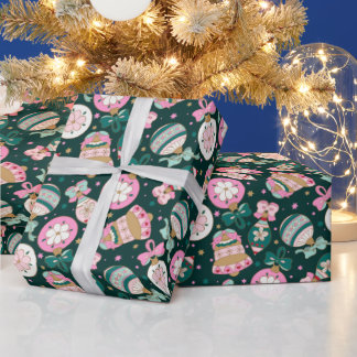Retro Vintage Christmas Ornaments Wrapping Paper