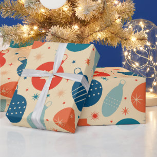 Retro Vintage Christmas Ornaments  Wrapping Paper