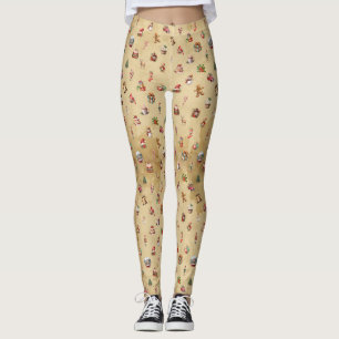 Retro Vintage Christmas Pattern Leggings