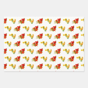 Retro Vintage Christmas Pattern Roses Wrapping Paper Sheet
