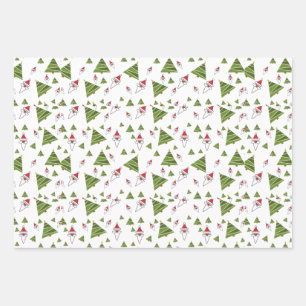Retro Vintage Christmas Pattern Santa claus Wrapping Paper Sheet