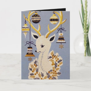 Retro vintage Christmas reindeer add message card