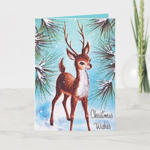Retro vintage Christmas reindeer add message card