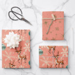 Retro Vintage Christmas Reindeer II Wrapping Paper<br><div class="desc">This wrapping paper showcases a cheerful,  vintage-inspired pattern with cute reindeer set against a warm,  coral-pink background. The reindeer have rosy cheeks and a playful demeanour,  surrounded by white snowflakes and turquoise ornaments. The soft pastel colours and charming illustrations make this design ideal for a nostalgic,  festive feel.</div>
