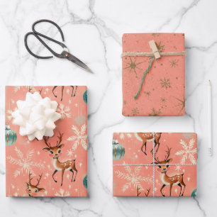 Retro Vintage Christmas Reindeer II Wrapping Paper