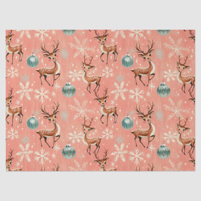 Retro Vintage Christmas Reindeer II Wrapping Paper (Front)