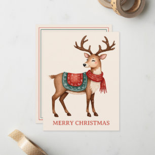 Retro Vintage Christmas Reindeer Personalized Card