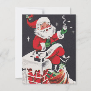 Retro Vintage Christmas Santa add message card