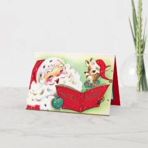 retro vintage Christmas Santa add sentiment Holiday Card