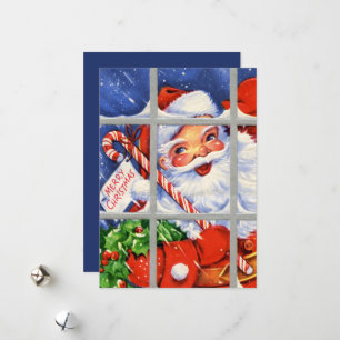 retro vintage Christmas Santa add sentiment Holiday Card