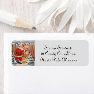 retro vintage Christmas Santa and reindeer 