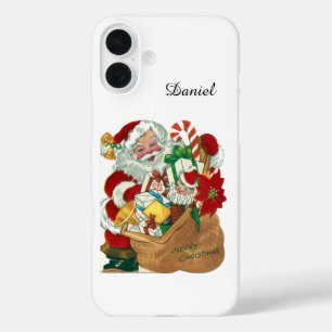 Retro vintage Christmas Santa  iPhone 16 Plus Case