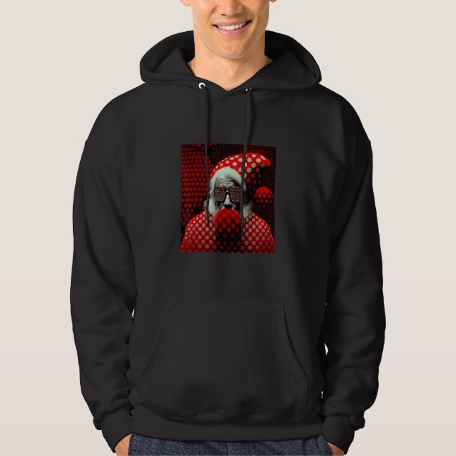 Retro Vintage Christmas Santa Claus Patterns Funny Hoodie (Front)