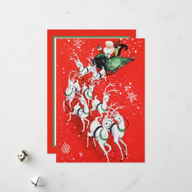 retro vintage Christmas Santa Holiday Card (Front/Back In Situ)