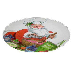 retro vintage Christmas Santa Holiday  Cutting Board