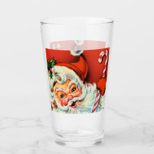 retro vintage Christmas Santa Holiday Glass
