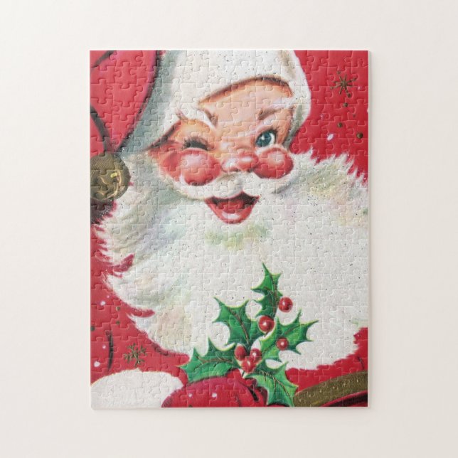 retro vintage Christmas Santa Holiday  Jigsaw Puzzle (Vertical)
