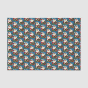 retro vintage Christmas Santa Holiday tiled  Tissue Paper