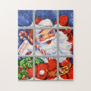 retro vintage Christmas Santa Holliday Jigsaw Puzzle