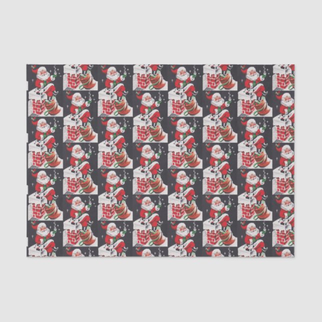 Retro Vintage Christmas Santa party tissue Tissue Paper (Front)