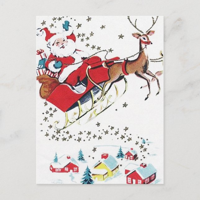 Retro vintage Christmas Santa postcard (Front)