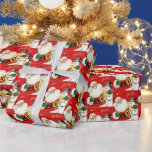 retro vintage Christmas Santa snowman Wrapping Paper<br><div class="desc">retro vintage Christmas Santa snowman Wrapping Paper</div>