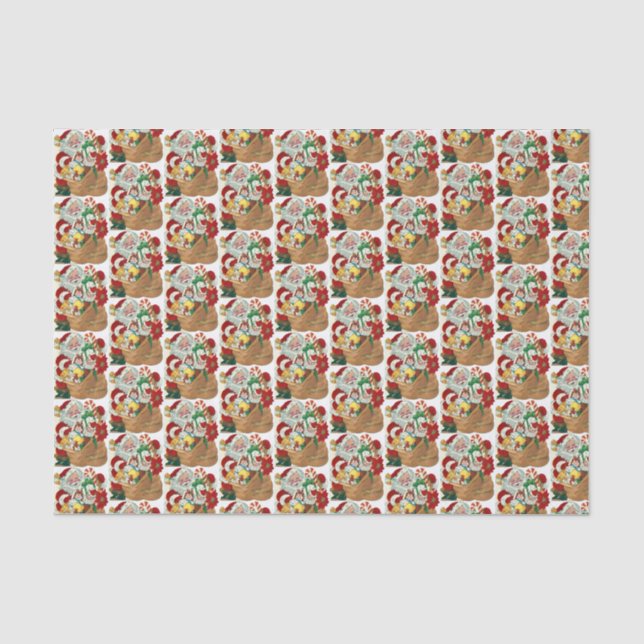 retro vintage Christmas Santa tiled party  Tissue Paper (Front)