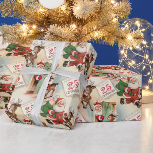 Retro Vintage Christmas "Santa's Big Day" Wrapping Paper