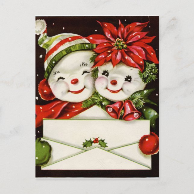 retro vintage Christmas snow couple Holiday (Front)